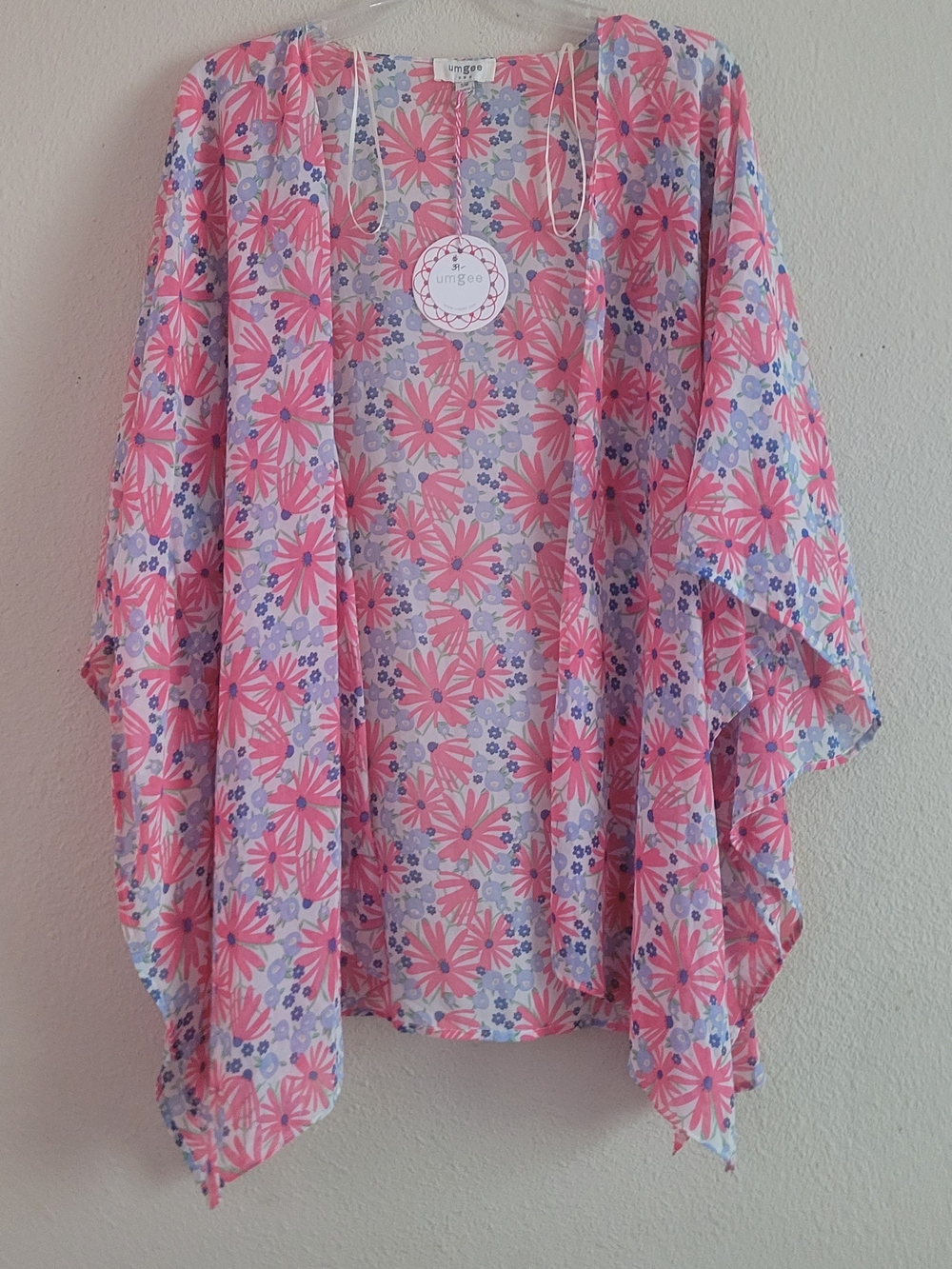 Umgee Pink & Lavender Floral Kimono Cardigan